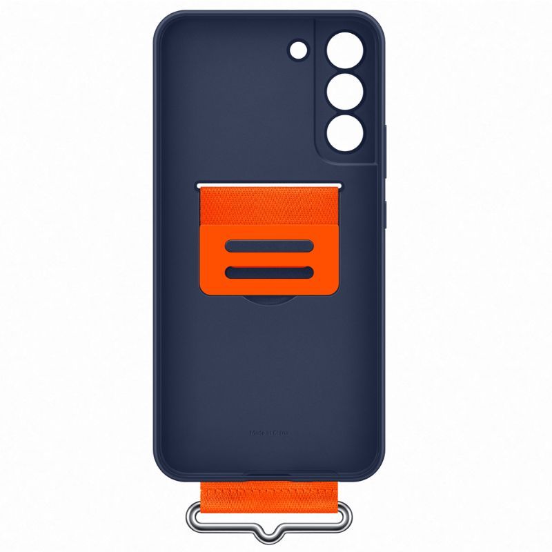 Husa telefon originala Samsung Silicone Cover with Strap, pentru Samsung Galaxy S22, albastru