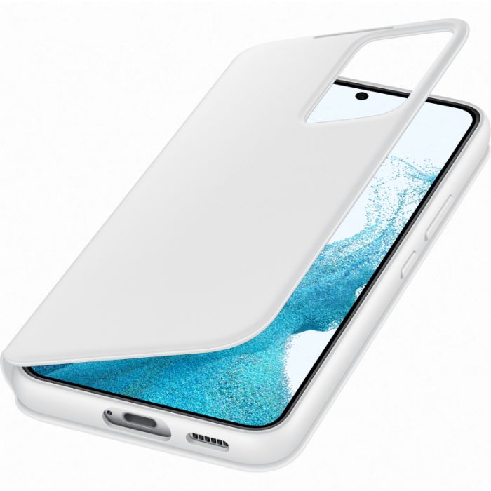 Husa telefon originala Samsung Smart Clear View Cover, pentru Samsung Galaxy S22 Plus, alb