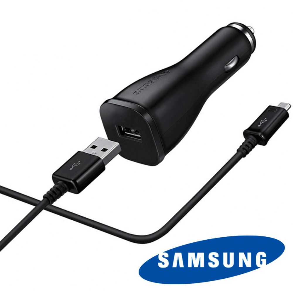 Incarcator auto pentru telefon Samsung Fast Charging, original, USB, 2A, negru, cablu MicroUSB inclus