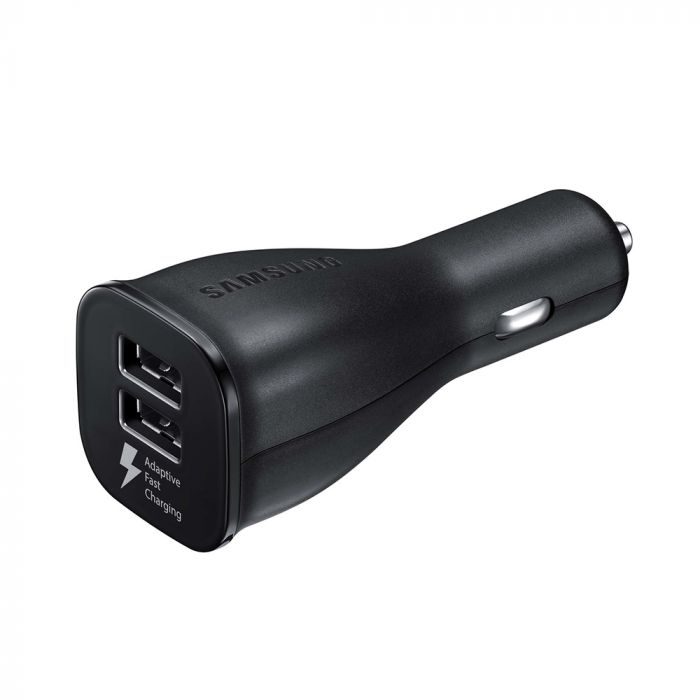 Incarcator auto pentru telefon Samsung Fast Charging, original, Dual USB, 2A, cablu MicroUSB detasabil inclus, negru