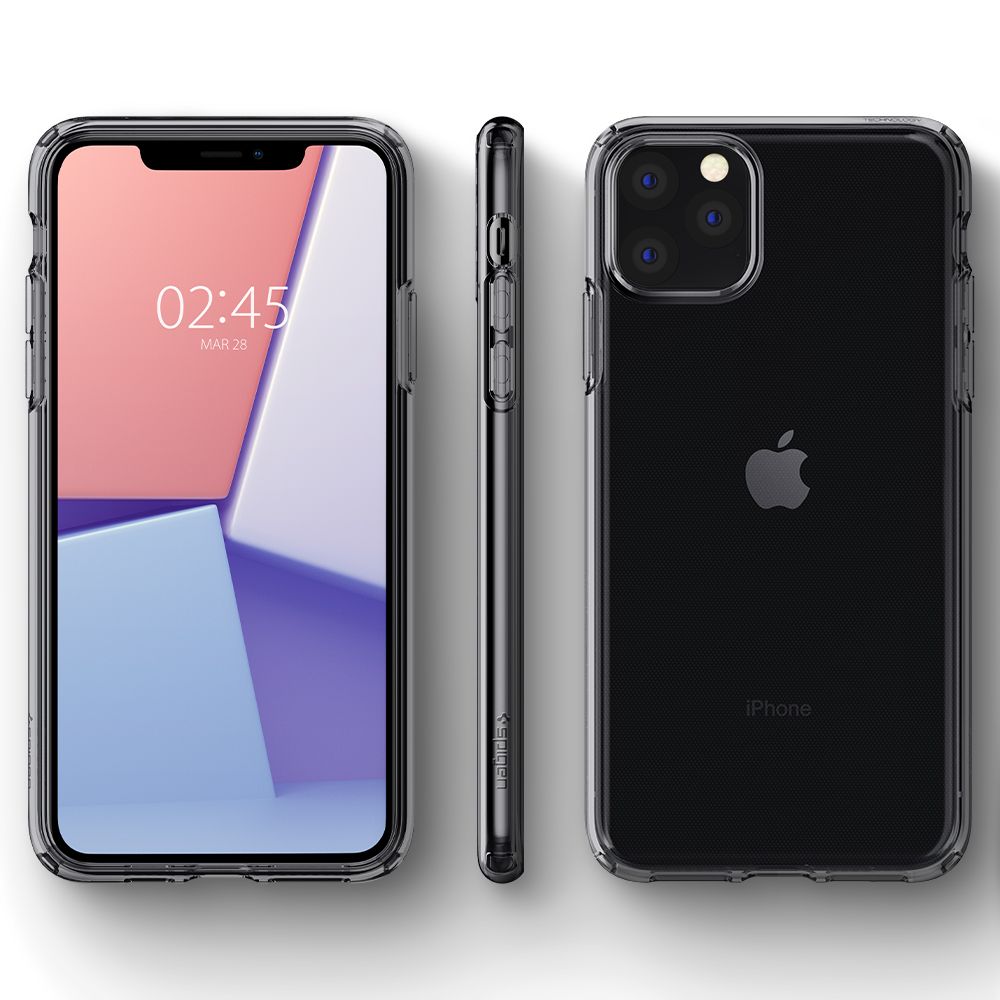 Husa telefon originala Spigen Liquid Crystal, pentru iPhone 11 Pro, fumuriu semi-transparent