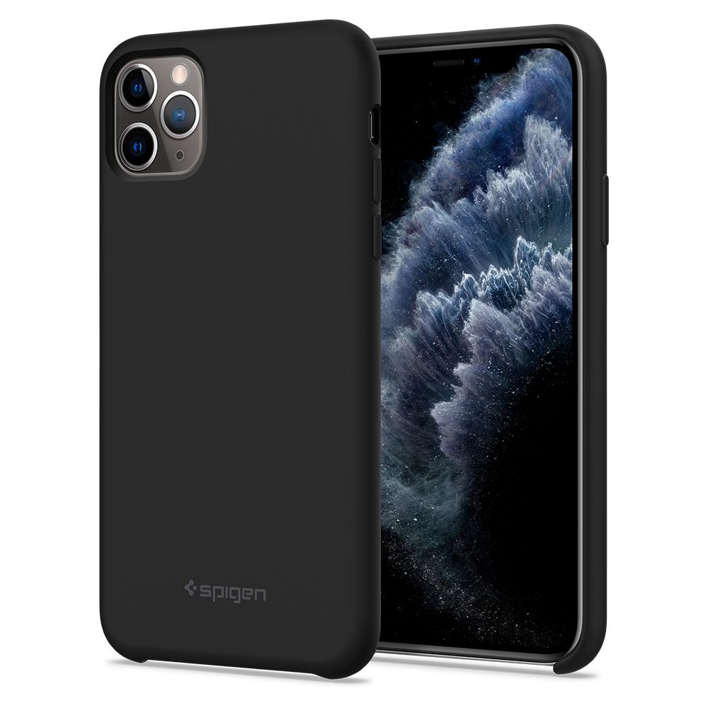 Husa telefon originala Spigen Silicone Fit, pentru iPhone 11 Pro, negru
