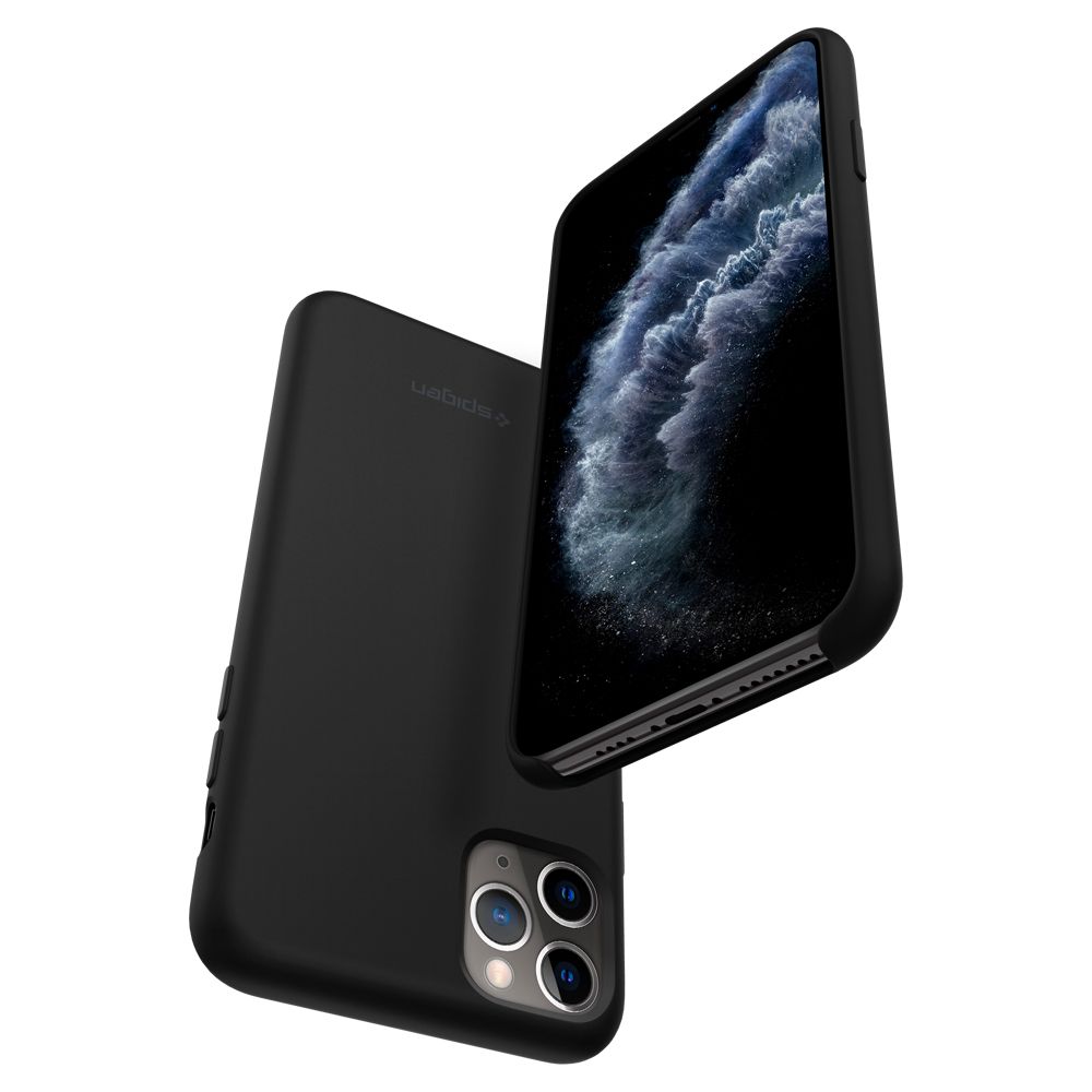 Husa telefon originala Spigen Silicone Fit, pentru iPhone 11 Pro, negru