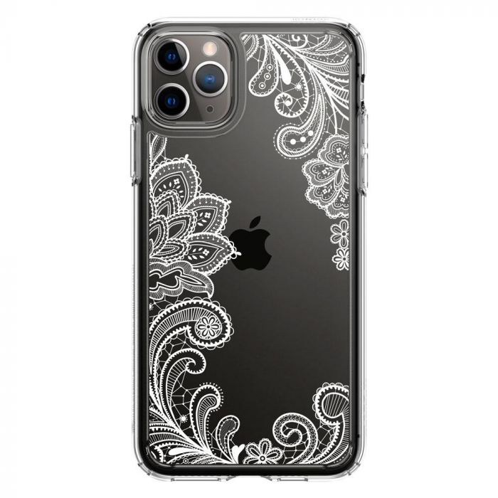 Husa telefon originala Spigen Cyrill by Spigen Cecile Series, pentru iPhone 11 Pro Max, transparent cu imprimeu White Mandala