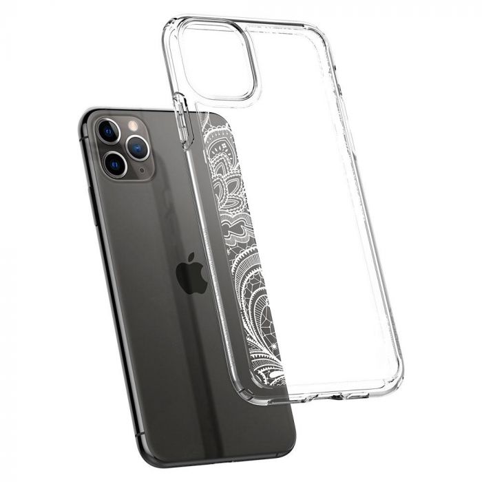 Husa telefon originala Spigen Cyrill by Spigen Cecile Series, pentru iPhone 11 Pro Max, transparent cu imprimeu White Mandala