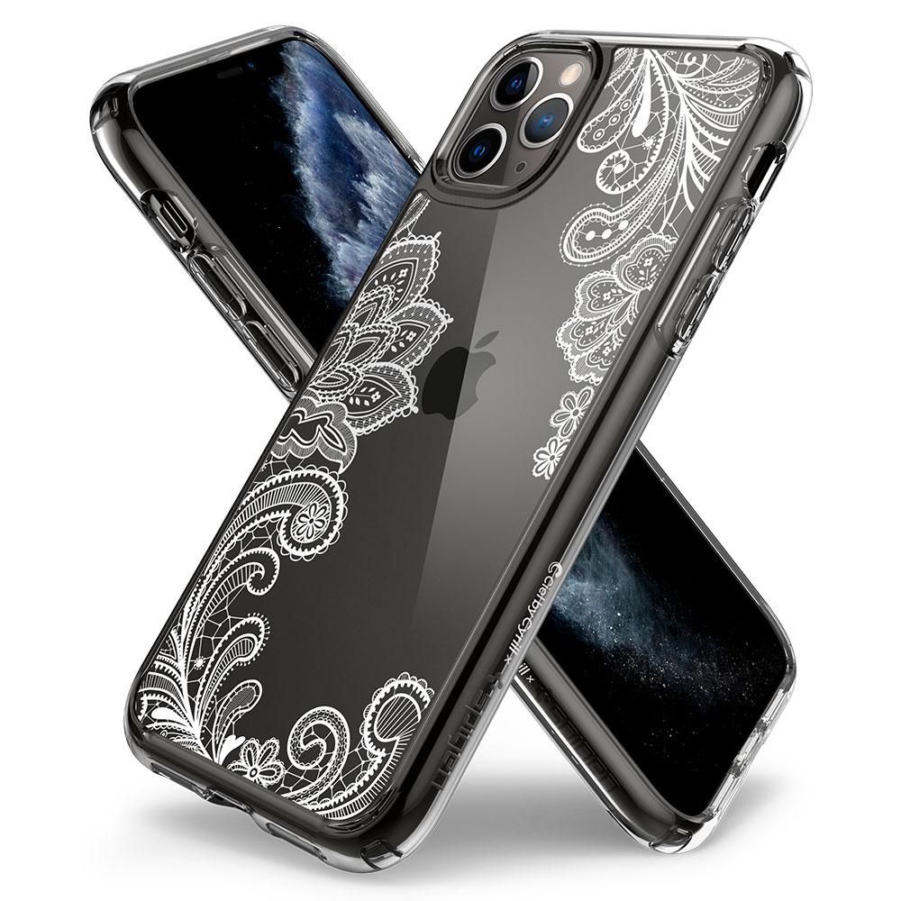 Husa telefon originala Spigen Cyrill by Spigen Cecile Series, pentru iPhone 11 Pro Max, transparent cu imprimeu White Mandala