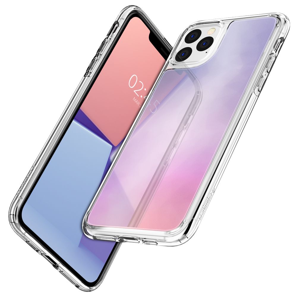 Husa telefon originala Spigen Crystal Hybrid Quartz Gradation, pentru iPhone 11 Pro Max, multicolor si margini transparente