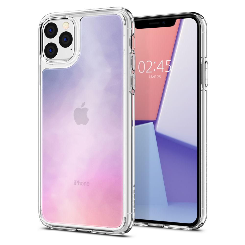 Husa telefon originala Spigen Crystal Hybrid Quartz Gradation, pentru iPhone 11 Pro Max, multicolor si margini transparente