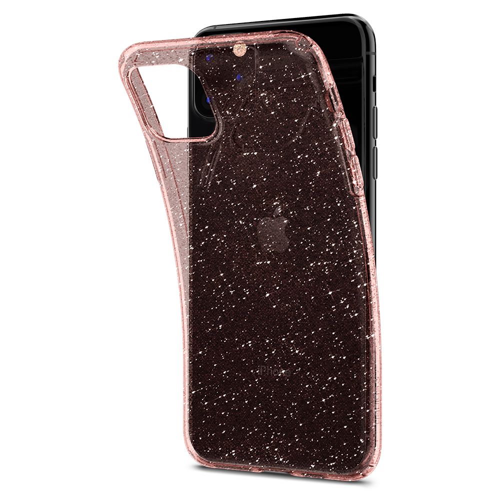 Husa telefon originala Spigen Liquid Crystal, pentru iPhone 11 Pro Max, roz transparent cu sclipici