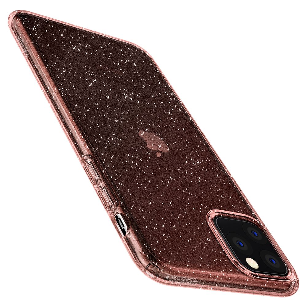 Husa telefon originala Spigen Liquid Crystal, pentru iPhone 11 Pro Max, roz transparent cu sclipici