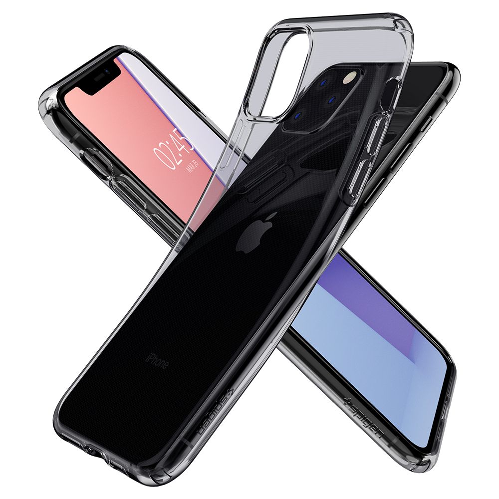 Husa telefon originala Spigen Liquid Crystal, pentru iPhone 11 Pro Max, fumuriu semi-transparent