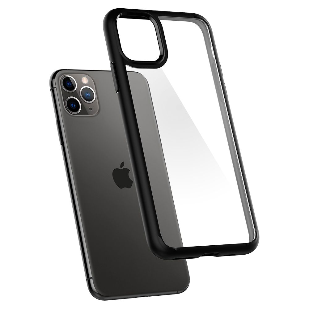 Husa telefon originala Spigen Ultra Hybrid, pentru iPhone 11 Pro Max, transparenta cu margini negre