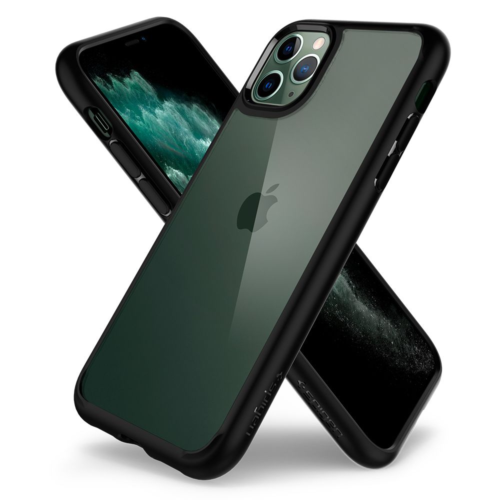 Husa telefon originala Spigen Ultra Hybrid, pentru iPhone 11 Pro Max, transparenta cu margini negre