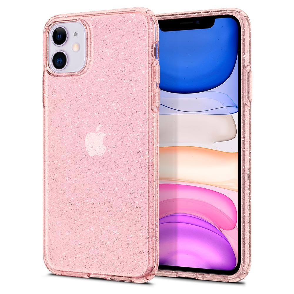 Husa telefon Spigen Liquid Crystal, pentru iPhone 12 Mini, roz transparent cu sclipici