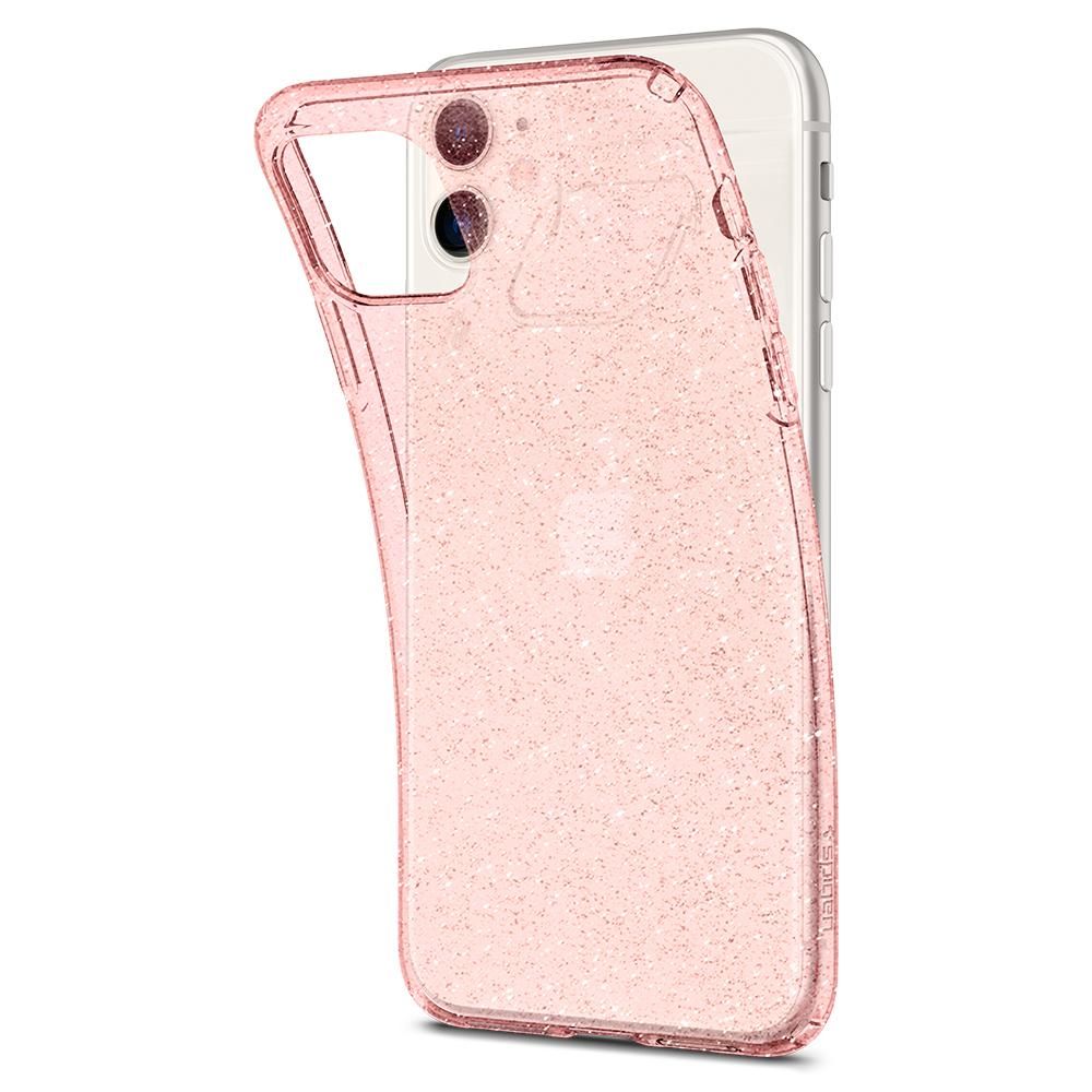 Husa telefon Spigen Liquid Crystal, pentru iPhone 12 Mini, roz transparent cu sclipici