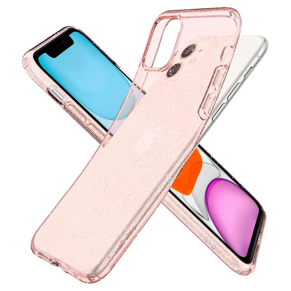 Husa telefon Spigen Liquid Crystal, pentru iPhone 12 Mini, roz transparent cu sclipici