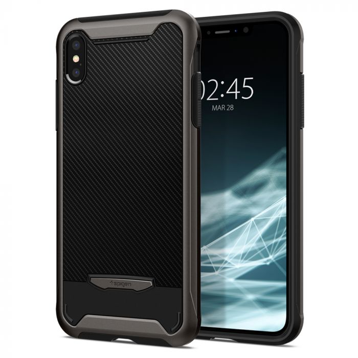 Husa telefon Spigen Hybrid NX, pentru iPhone XS Max, negru cu margini gri