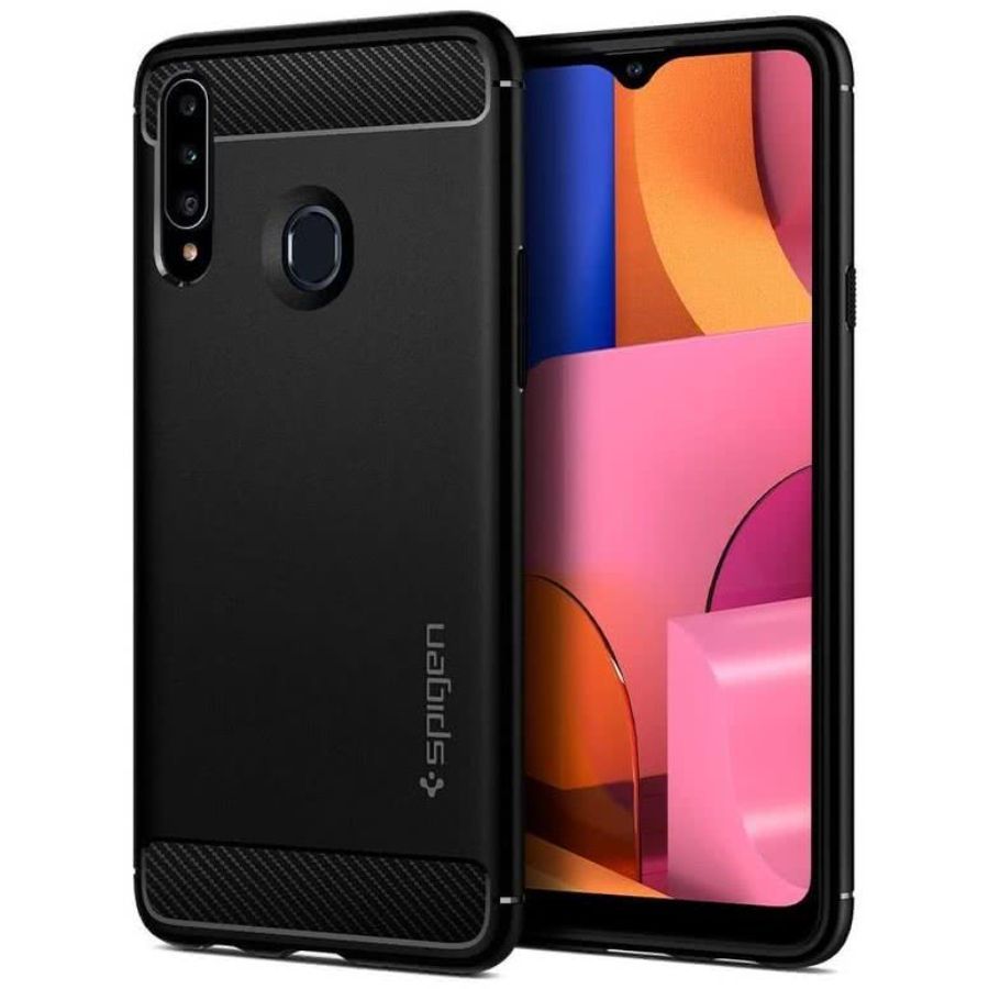 Husa telefon Spigen Rugged Armor, pentru Samsung Galaxy A20s, negru