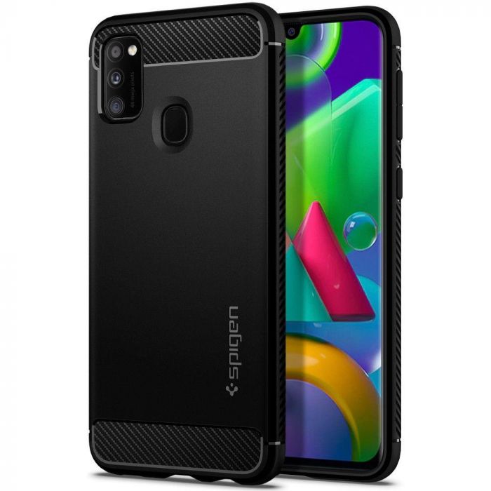 Husa telefon Spigen Rugged Armor, pentru Samsung Galaxy M21 / M30s, negru