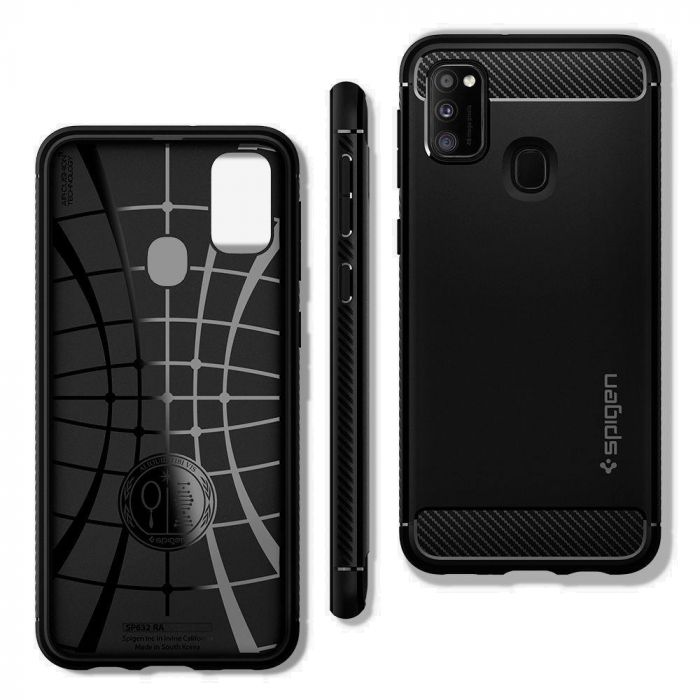 Husa telefon Spigen Rugged Armor, pentru Samsung Galaxy M21 / M30s, negru