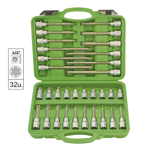 Trusa 32 capete tubulare torx JBM 52605, T20-T70, pentru suruburi, otel