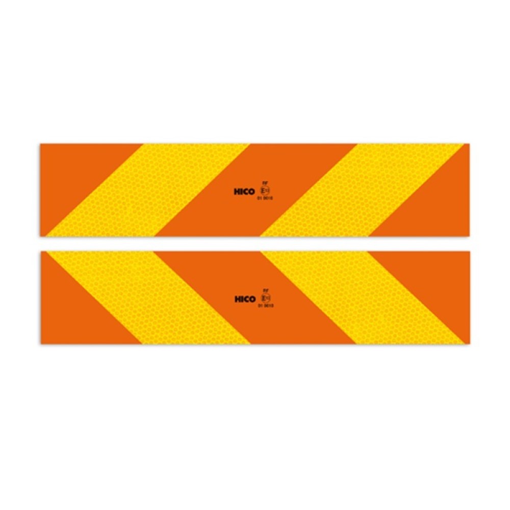 Set 2 placute reflectorizante, HICO TWY073, 565 x 132 mmm galben si rosu, fluorescent, aluminiu, RF 70.01