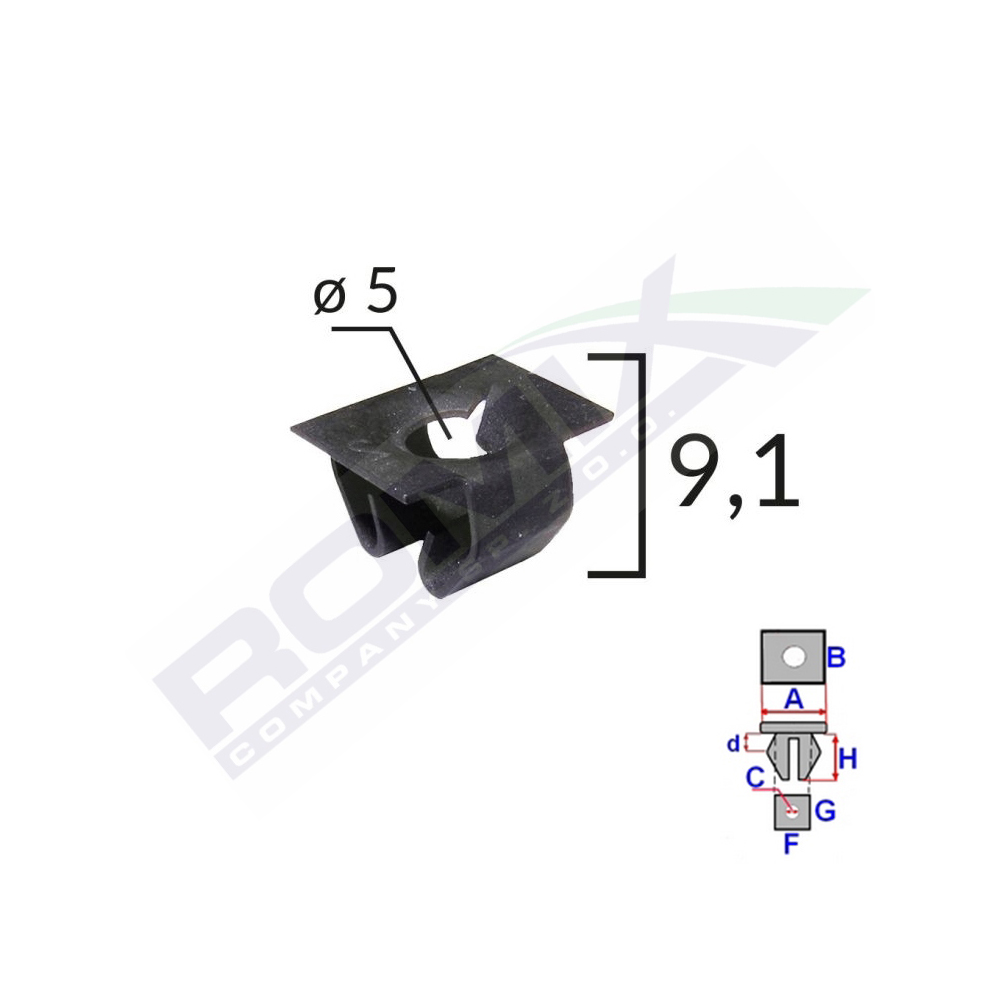 Set 10 bucati clips tapiterie, ROMIX 16305-RMX, pentru automibile din grupul VAG, Audi Mercedes, negru