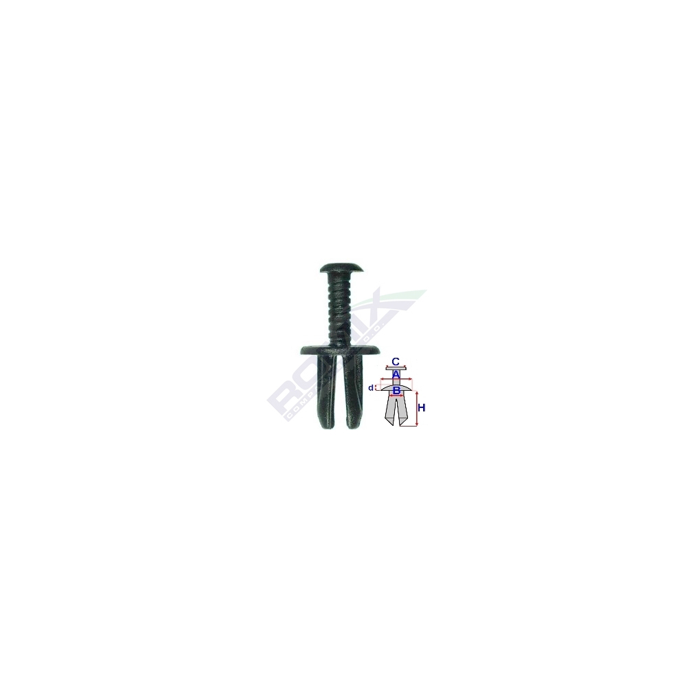 Set 10 bucati clips fixare, ROMIX 20000, Fiat, Lancia, Alfa Romeo, negru