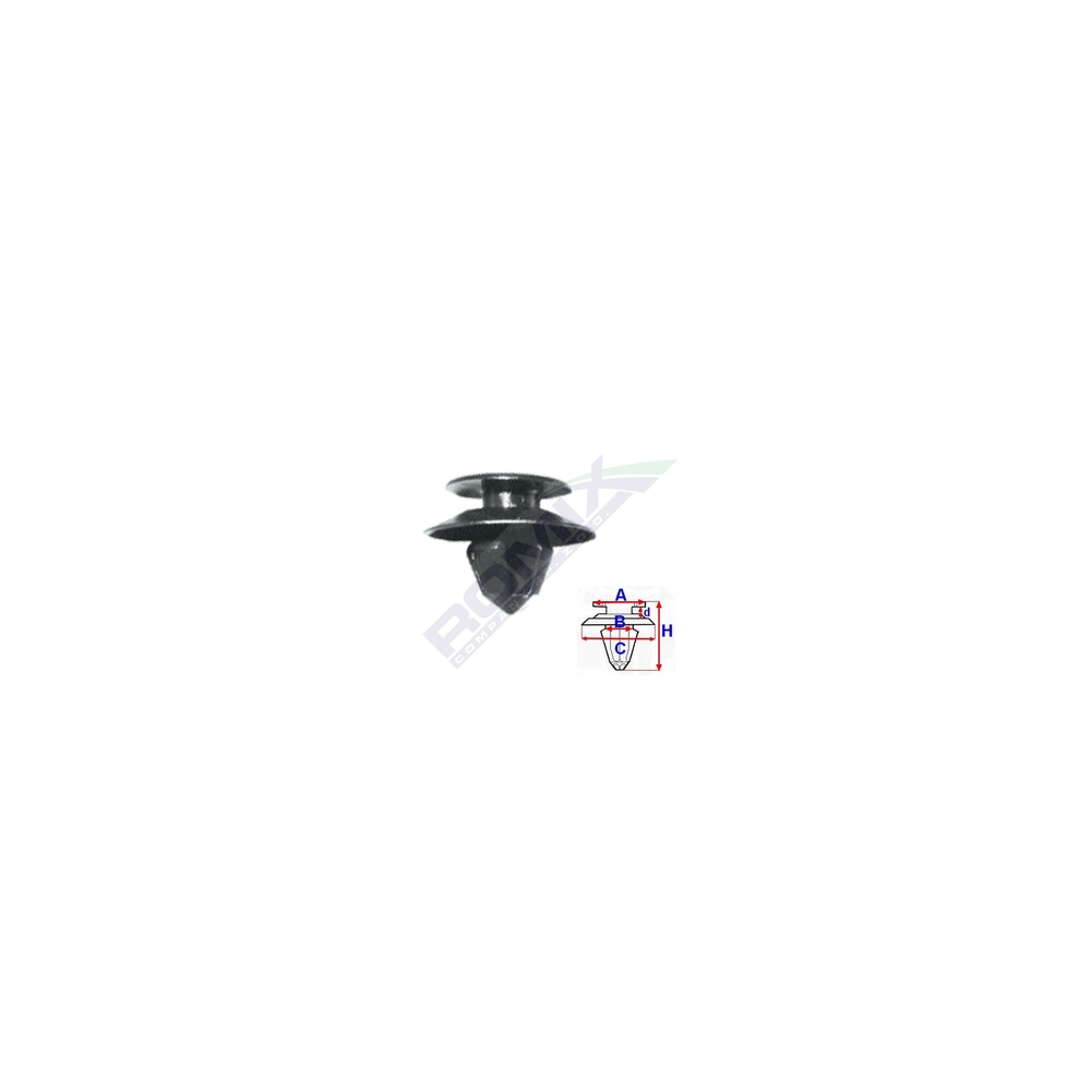 Set 10 bucati clipsuri tapiterie, ROMIX A82022, pentru Mercedes, 8.1 x 13.2 mm, negru