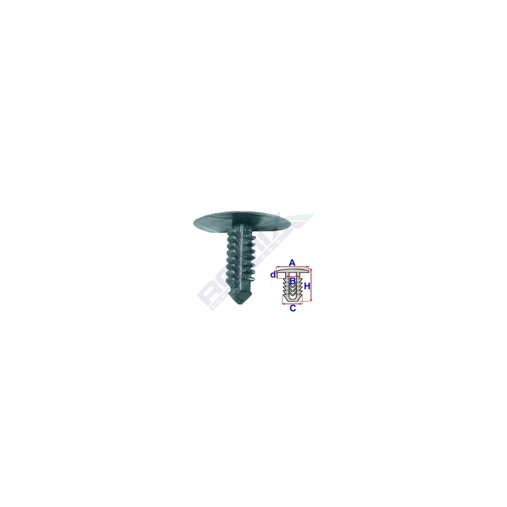 Set 10 bucati clipsuri tapiterie, ROMIX B22101, pentru Ford, 7 x 22.5 mm, negru