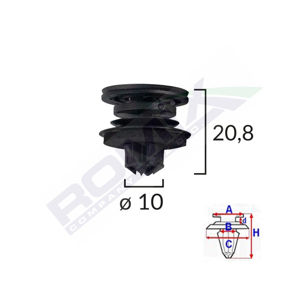 Set 10 bucati clipsuri tapiterie, ROMIX 11468-RMX, pentru automobile din grupul VAG, negru