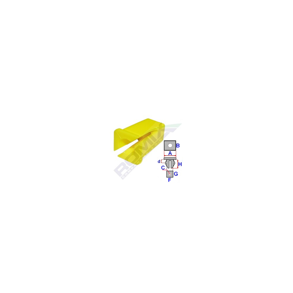 Set 10 bucati clipsuri fixare, ROMIX 15028, pentru Fiat, galben