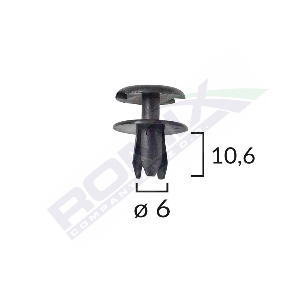 Set 10 bucati clipsuri fixare, ROMIX C10008, pentru Opel, 6 x 10.6 mm, negru