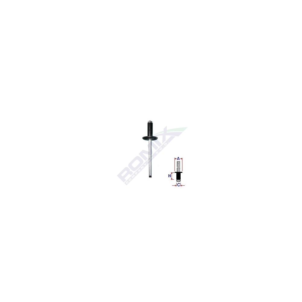 Set 10 bucati popnituri universale, ROMIX 41257, negru, 48 mm