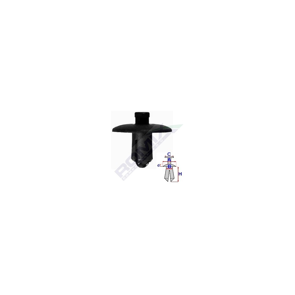 Set 5 bucati clipsuri fixare elemente exterioare, ROMIX A81365, pentru Audi, Lexus, Toyota, 7.4 x 12.3 mm, negru