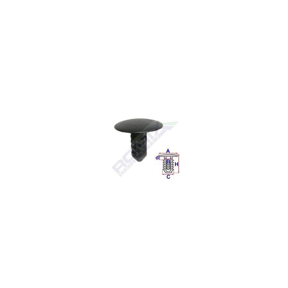 Set 10 bucati clipsuri tapiterie, ROMIX 10180, pentru Fiat, Lancia, Alfa Romeo, negru
