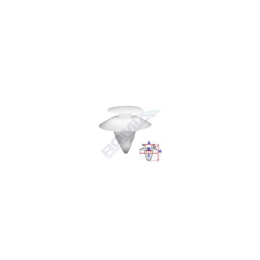 Set 10 bucati clipsuri tapiterie, ROMIX 55127Z, pentru Ford, alb