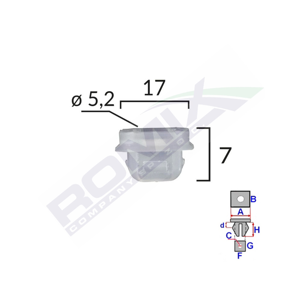 Set 10 bucati clipsuri fixare interior, ROMIX C60547-RMX, pentru BMW, 7 x 17 mm, alb