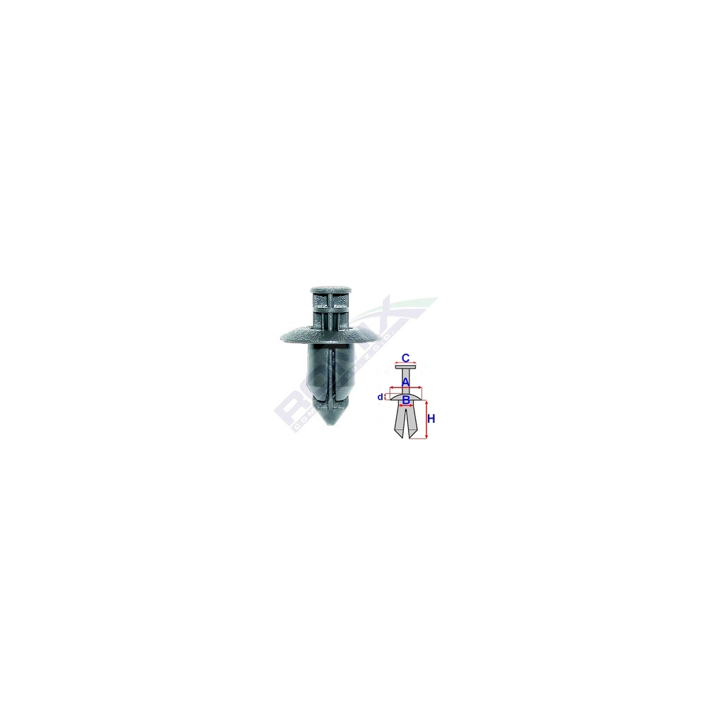Set 10 bucati clipsuri fixare, ROMIX B23144-RMX, pentru Honda, Mitsubishi, 7.7 x 12.6 mm, negru