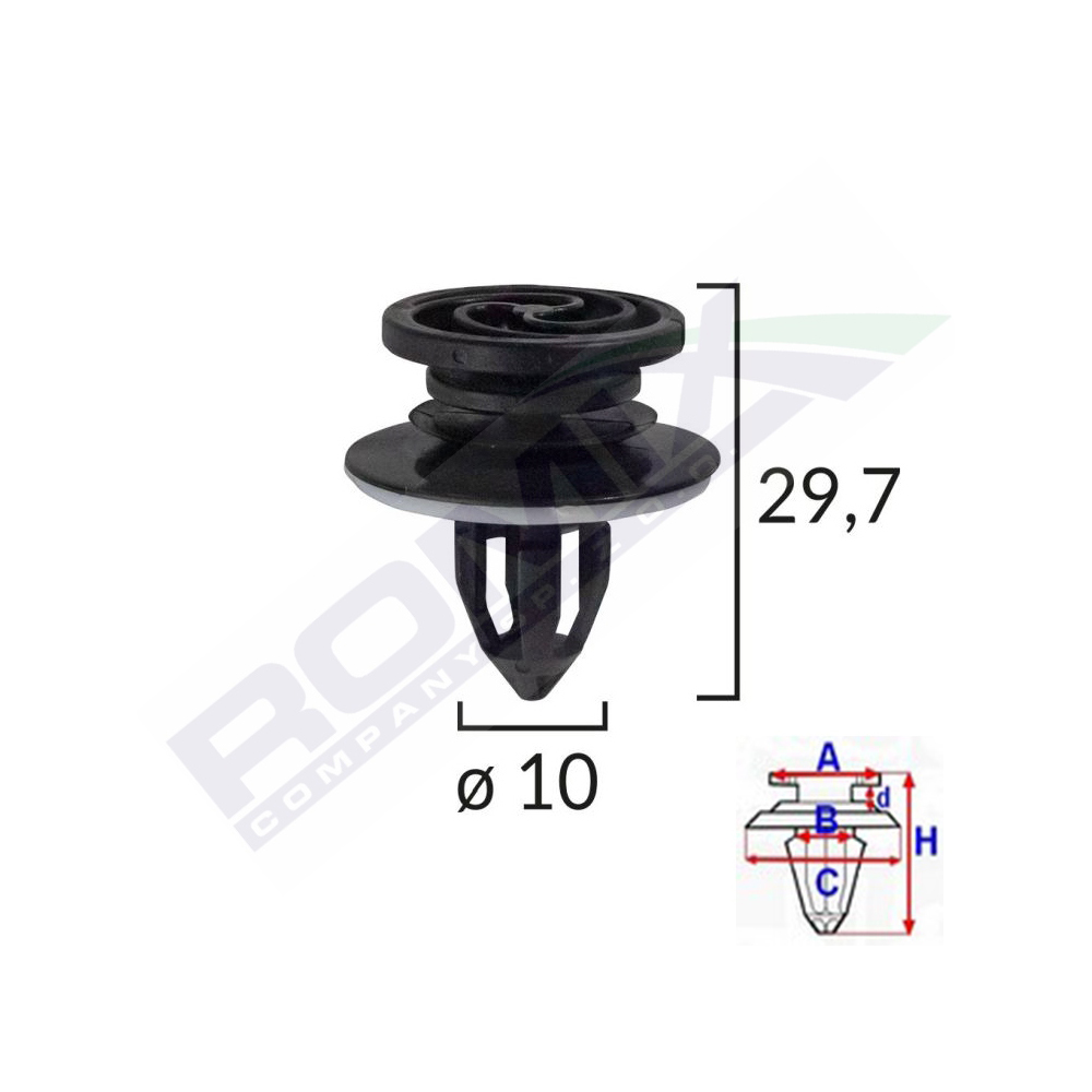 Set 10 bucati clipsuri tapiterie usi, ROMIX C50468, pentru Audi A4