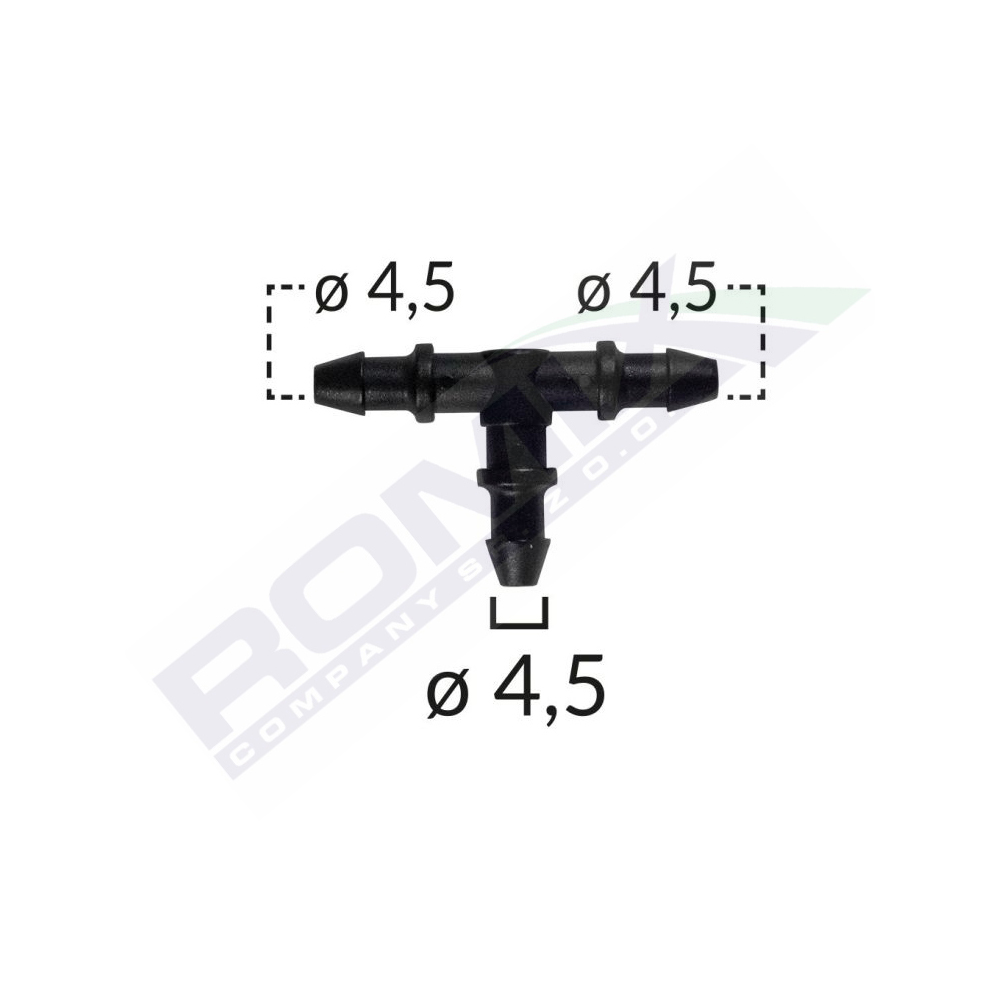 Set 10 bucati conector furtun teu, ROMIX 52030-RMX, universale, 4.5 mm, negru