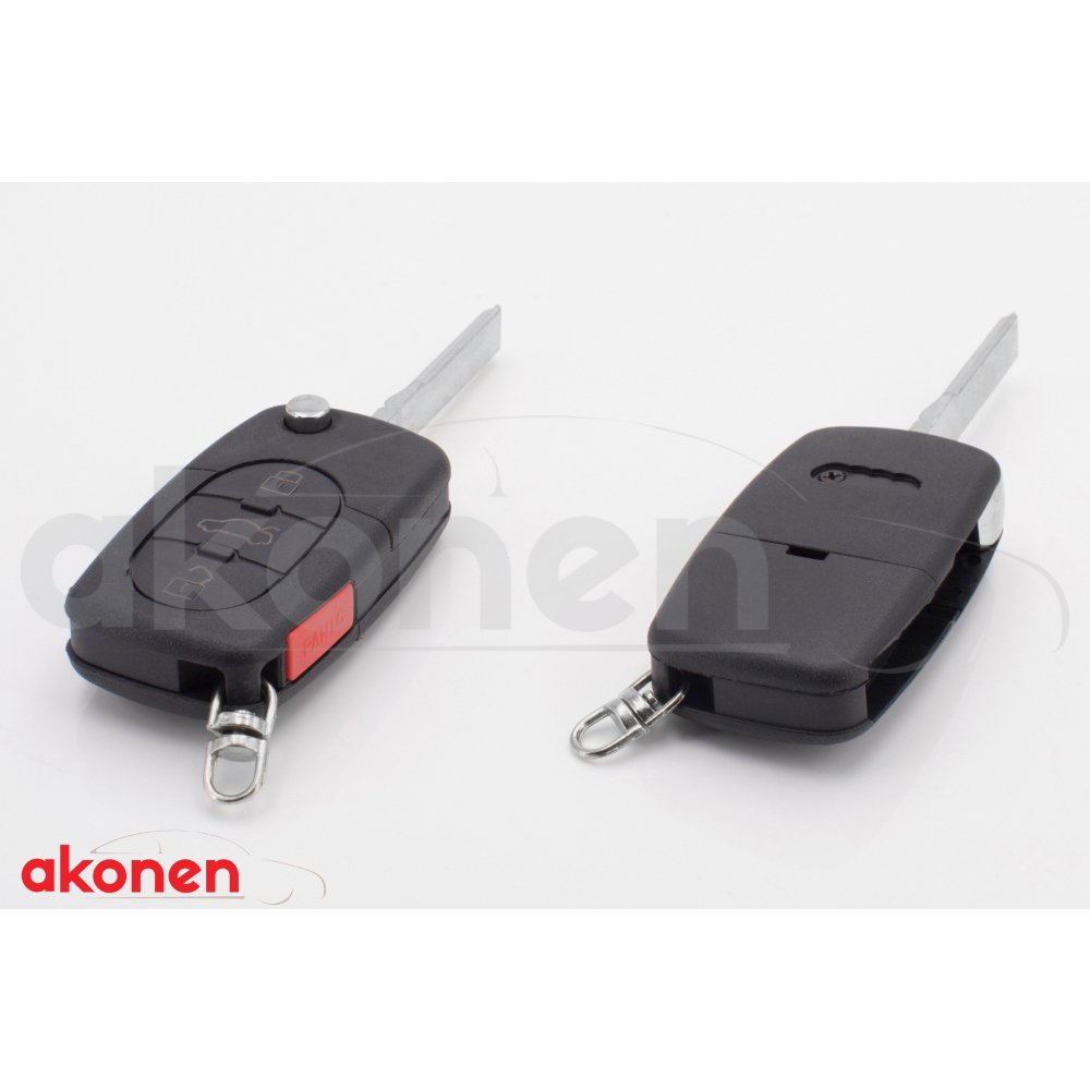 Carcasa cheie contact, AKONEN 54139, pentru Audi A3, A6, A8, 3+1 butoane, cu cheie