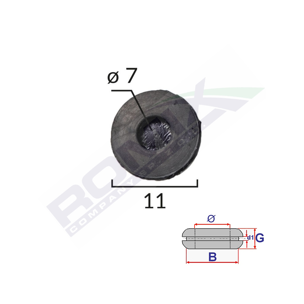 Set 10 bucati capace din cauciuc inchis, ROMIX C60495, universale, diametru interior 7 mm, diametru B 11 mm