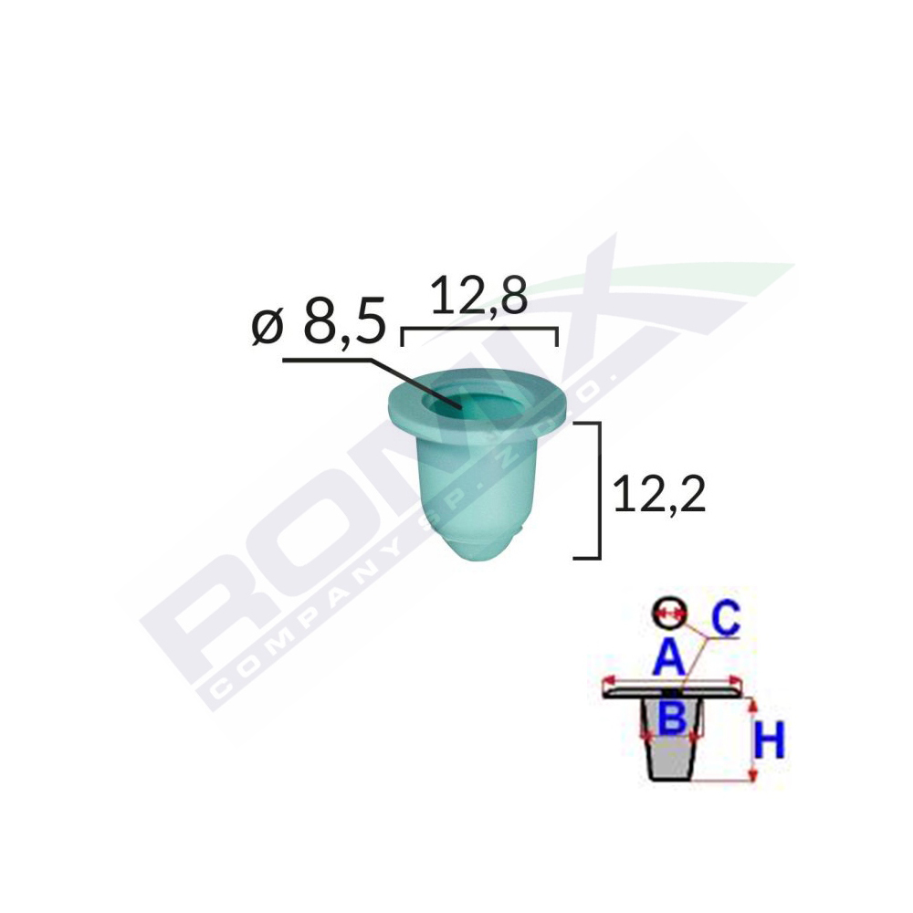 Set 10 bucati elemente de fixare, ROMIX 71103, pentru Audi, BMW, Seat, VW, 12.8 x 12.2 mm, albastru