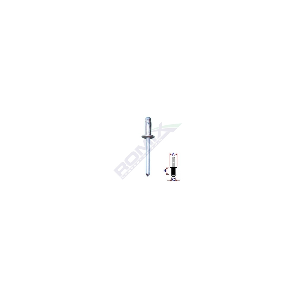 Set 10 bucati popnituri zincate, ROMIX 41269Z, Fiat, Renault, Ford, 4.8 mm
