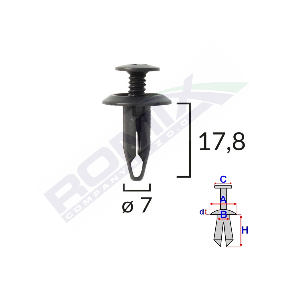 Set 10 bucati clipsuri fixare, ROMIX 58211Z, universale Ford, negru