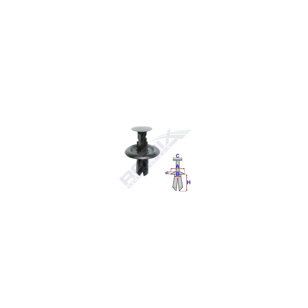 Set 10 bucati clipsuri fixare, ROMIX 80103-RMX, pentru Ford, Mazda, 6 x 16.4 mm, negru