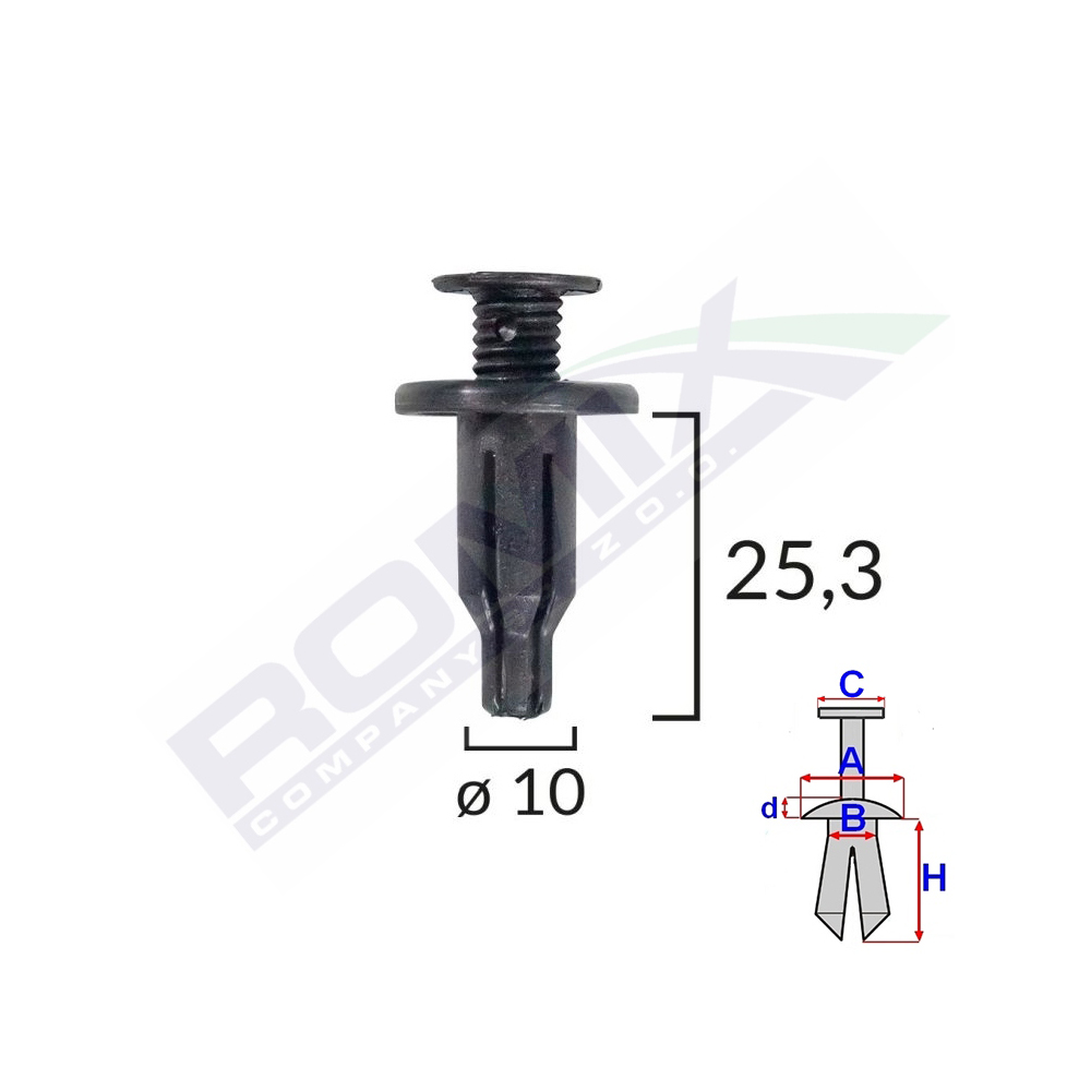 Set 10 bucati clipsuri fixare masca fata, ROMIX 60003, pentru Honda, Hyundai, Lexus, Toyota, Kia, negru