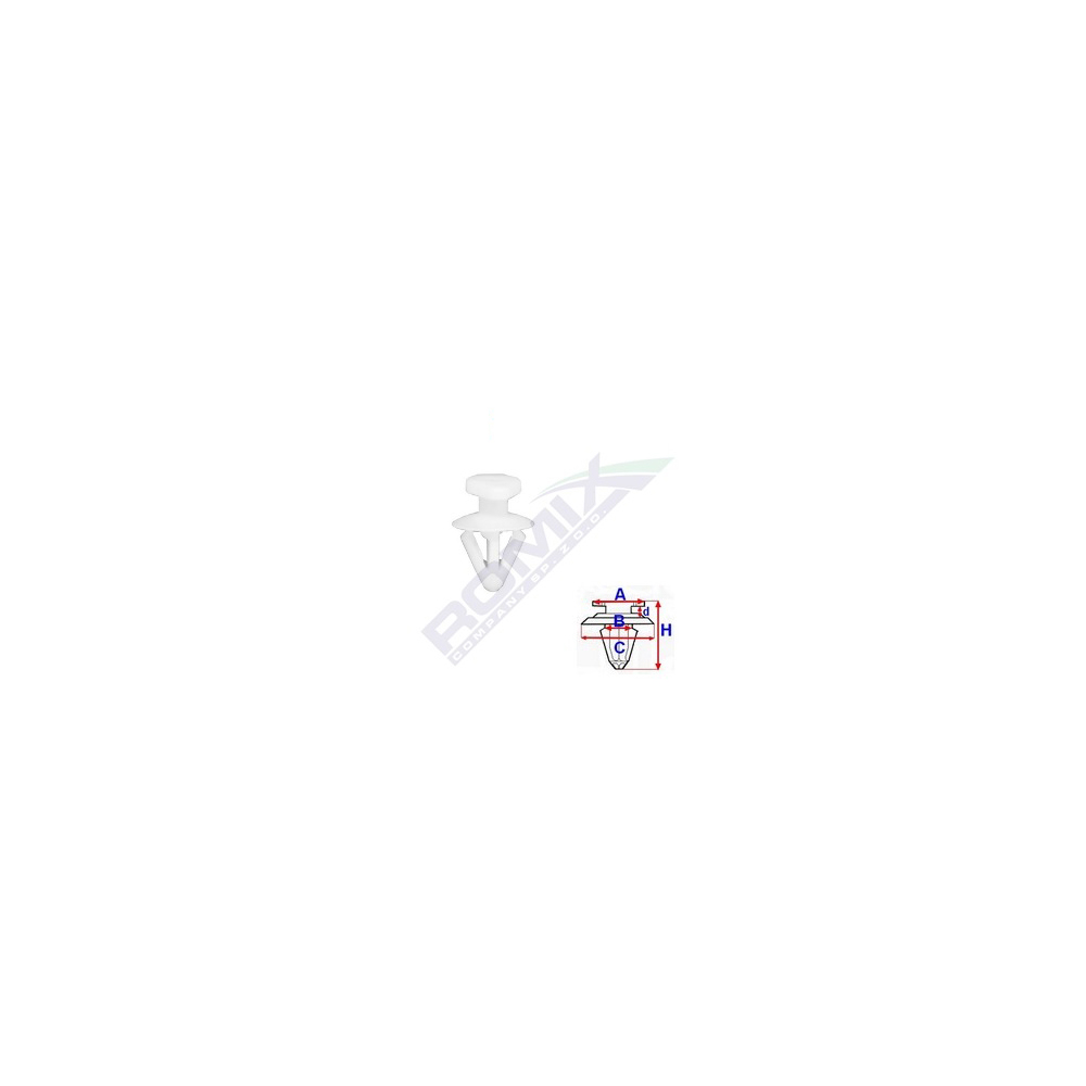 Set 10 bucati clipsuri fixare, ROMIX C60771-RMX, pentru Opel, 7.3 x 12.4 mm, alb
