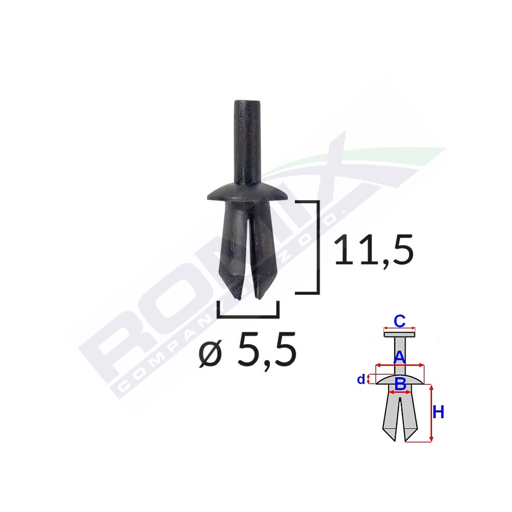 Set 25 bucati clipsuri fixare, ROMIX 20309, pentru Renault, VW Audi Fiat Seat, negru
